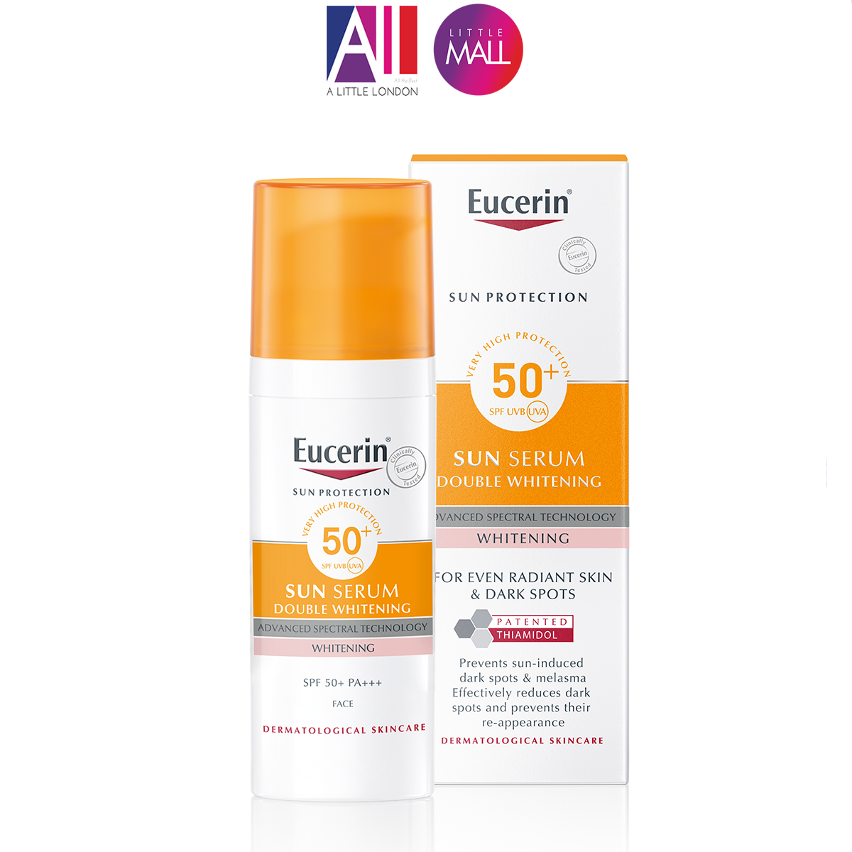 Kem chống nắng dưỡng trắng da Eucerin Sun Serum Double Whitening SPF50+ 50ml (Nhập khẩu)