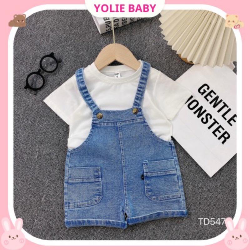 Sét yếm Jean kèm áo cotton mềm mại cho bé gái 8kg-18kg