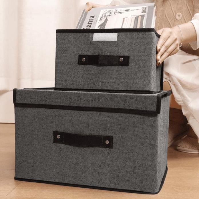 Hộp Vải Đựng Đồ Có Nắp Đậy Khung Cứng, Combo 2 Hộp Đựng Quần Áo, Đồ Lót, Đồ Chơi - MTDDT