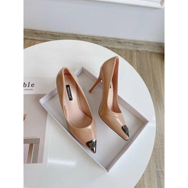 GIÀY CAO GÓT DA BÓNG MŨI MẠ KHUY GÓT ĐŨA NHỎ - 9P