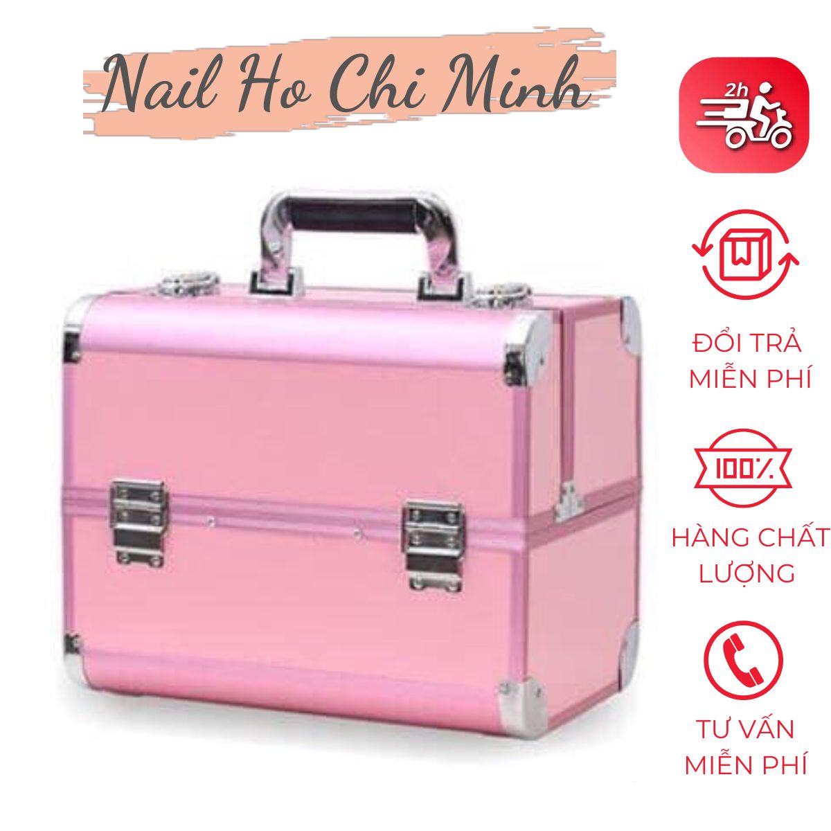 [HCM]Cốp nhôm đựng nail mi 2 tầng - Cốp nhôm cao cấp đựng đồ trang điểm, phun xăm thẩm mỹ nhiều màu sang chảnh