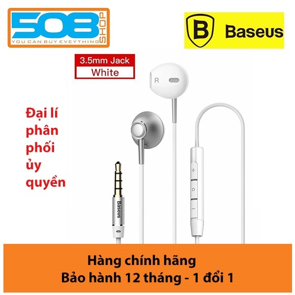 Tai Nghe Có Dây Mic Bass Âm Thanh Jack 3.5Mm Cho Điện Thoại Samsung Xiaomi - Hàng Chính Hãng Baseus