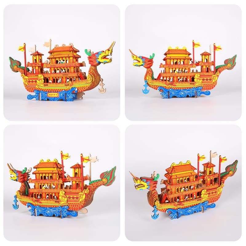 Đồ chơi lắp ráp gỗ 3D Mô hình Thuyền Rồng Dragon Boat HG-A014