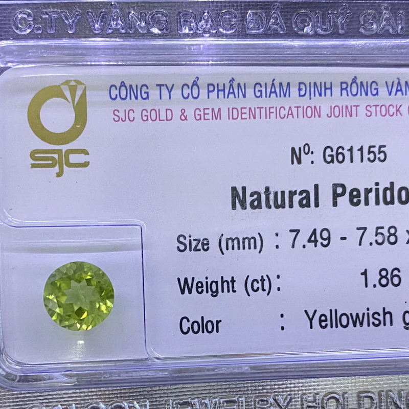 Đá Peridot Ngọc Olivin Tự Nhiên Mài Giác Tròn Kiểm Định