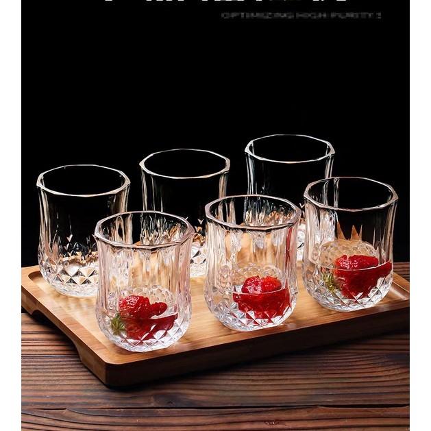 Bộ 6 Ly thủy tinh uống nước pha lê cao cấp, Ly Eo, cốc uống ruou whisky 200ML