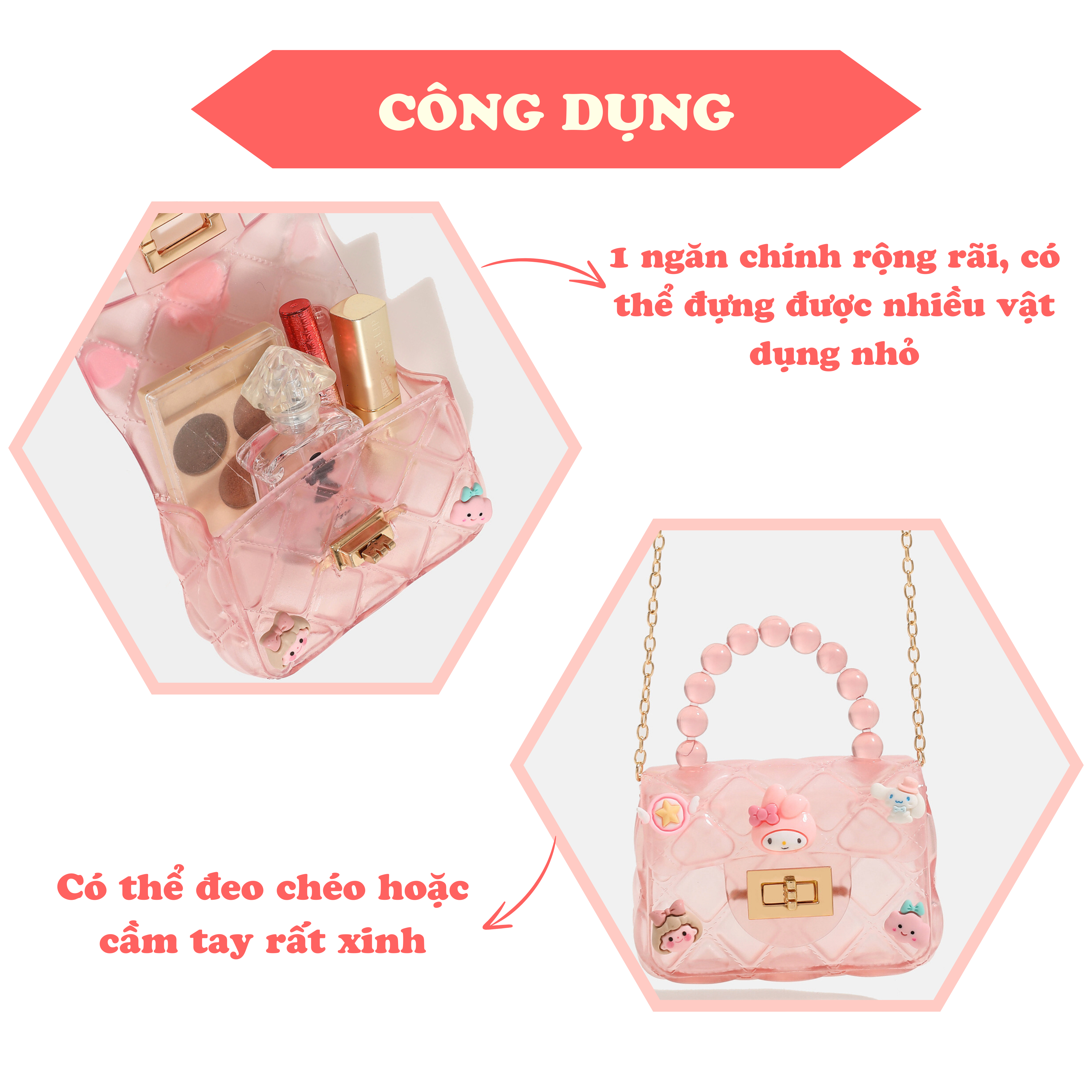 Túi đeo chéo cho bé tặng kèm sticker dáng mini đáng yêu Baby-S, Túi xách cho bé gái nhựa trong suốt cao cấp - STX041