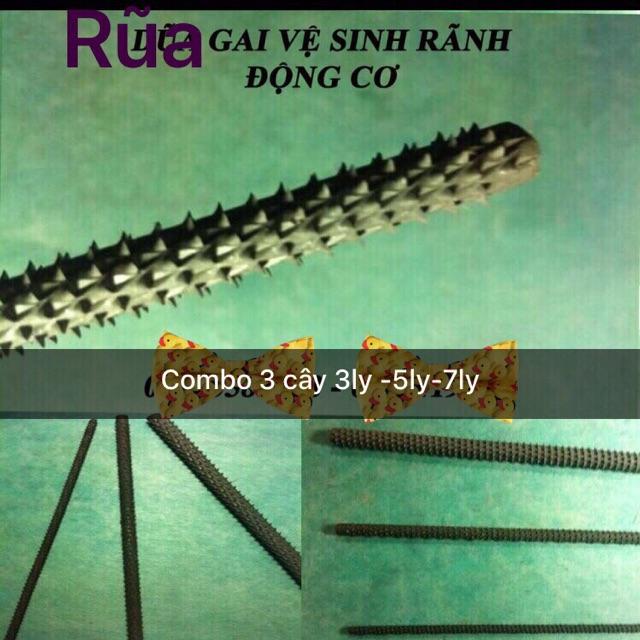 Bộ combo 3 size rũa gai vệ sinh rãnh động cơ