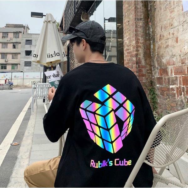 Áo thun phản quang 7 màu RUBIKS CUTE trẻ trung năng động chất cotton 4 chiều siêu thấm hút,áo thun phản quang 7 màu mông phom rộng chất cotton