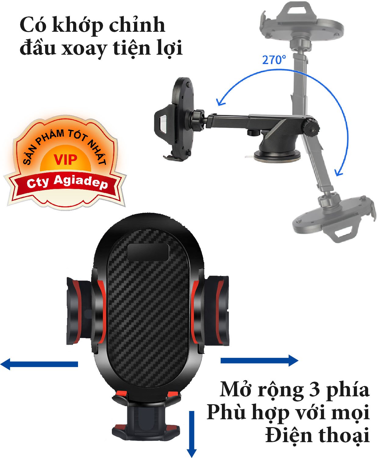 TOP 2 kiểu Giá đỡ điện thoại oto xe hơi bán chạy của AGD