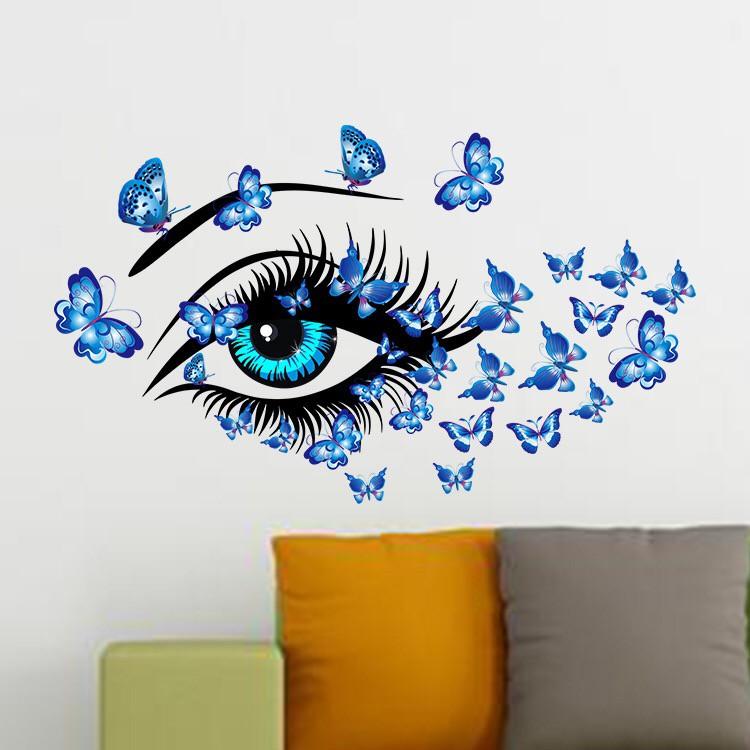 Decal trang trí tường / Kính mẫu - Mắt Bướm Xanh