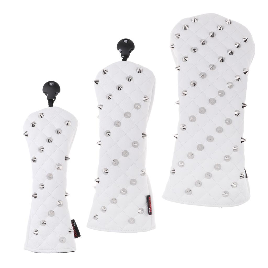 2-Pack PU Golf Head Covers #1 Driver #3/#5 Fairway Woods Club Headcovers