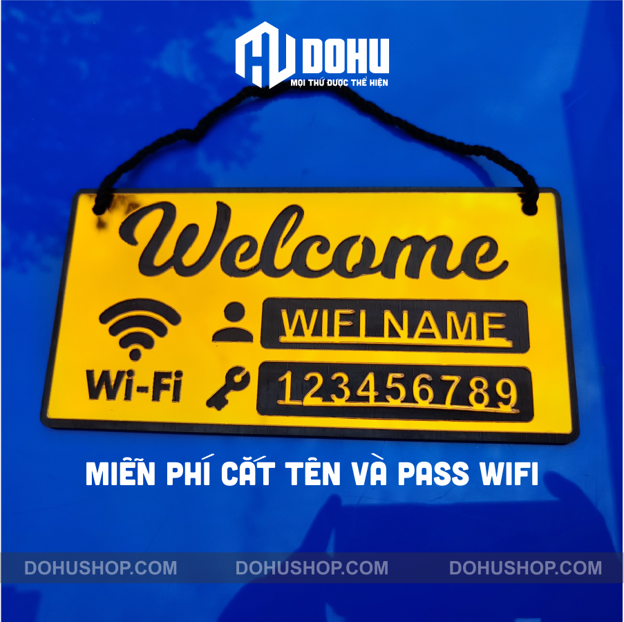 Bảng Gương Vàng Ghi Password Wifi DOHU24 Trang Trí Quán Cà Phê, Trà Sữa, Nhà Hàng, Khách Sạn