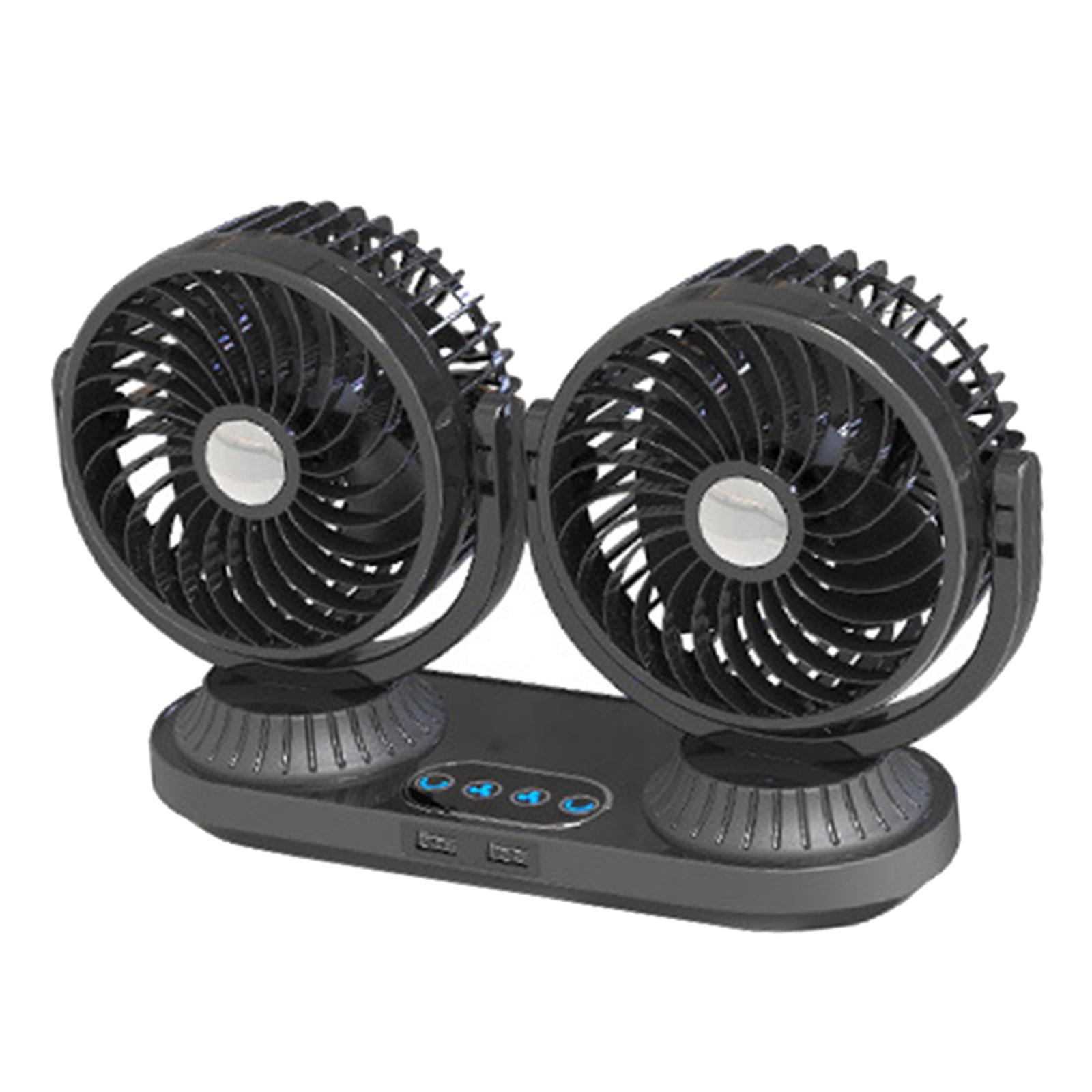 Dual Heads Car Fan 12V 24V Universal 360 Degree Rotating Air Circulation Fan