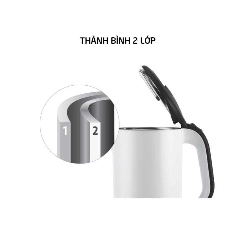 Ấm đun siêu tốc Lock&amp;Lock 2 Lớp EJK738 1.7L - Hàng chính hãng bảo hành 24 tháng, tự ngắt khi sôi, đế xoay 360 - Hapos