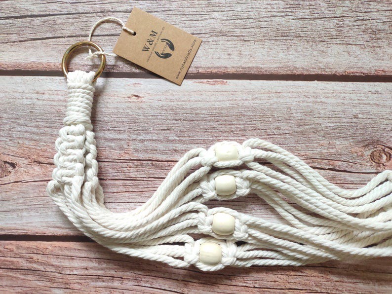 Dây treo Macrame handmade trang trí chậu cây cảnh 3 tầng . DT250321