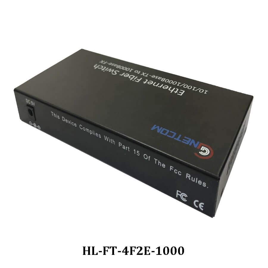 Switch quang Gnetcom HL-FT-4F2E-1000 | 4 cổng quang 2 cổng Lan 10/100/1000MB - Hàng chính hãng