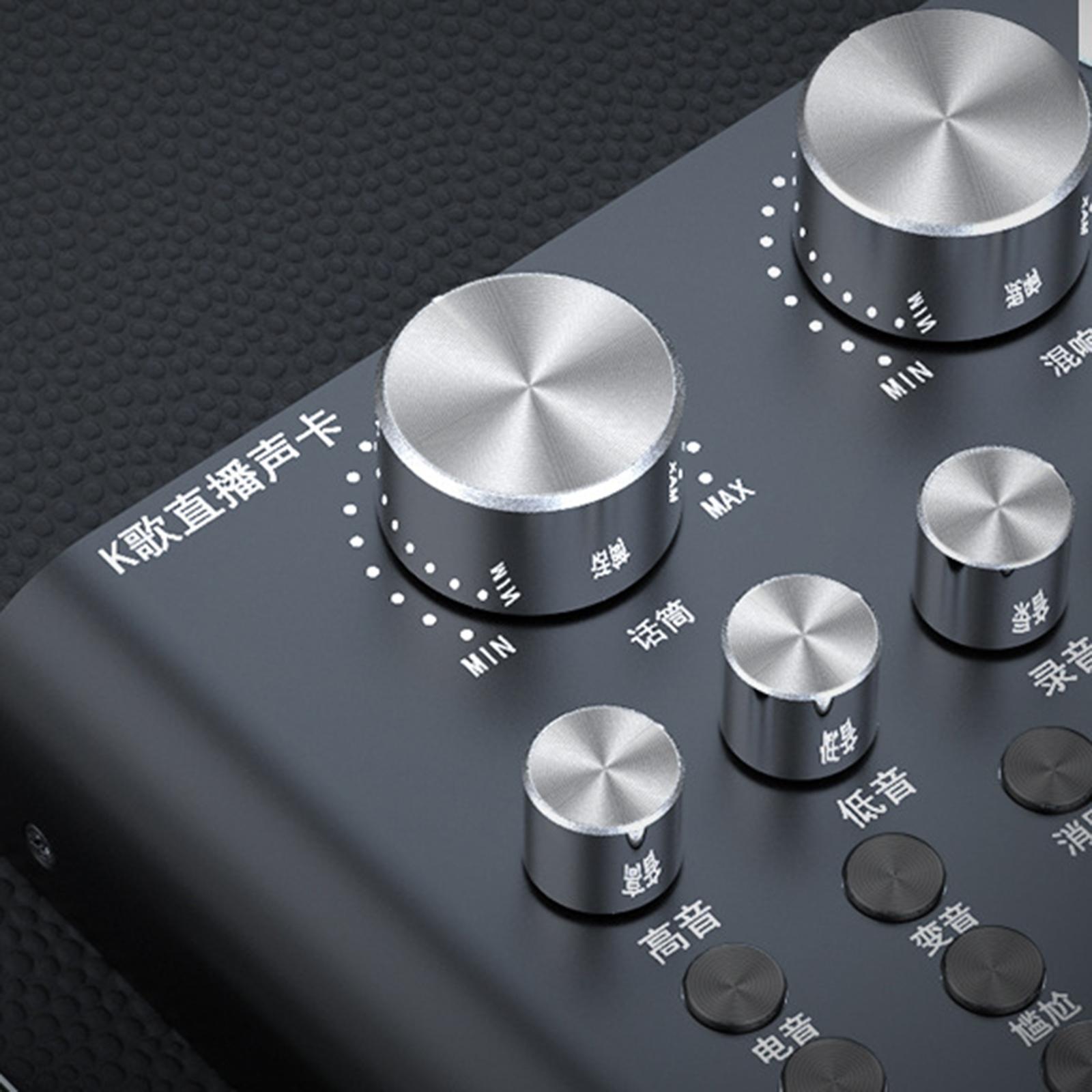 V8 External Sound Card, Universal Portable Sound Card with Volume Control for Live Streaming, 12 Types of Electro Acoustic