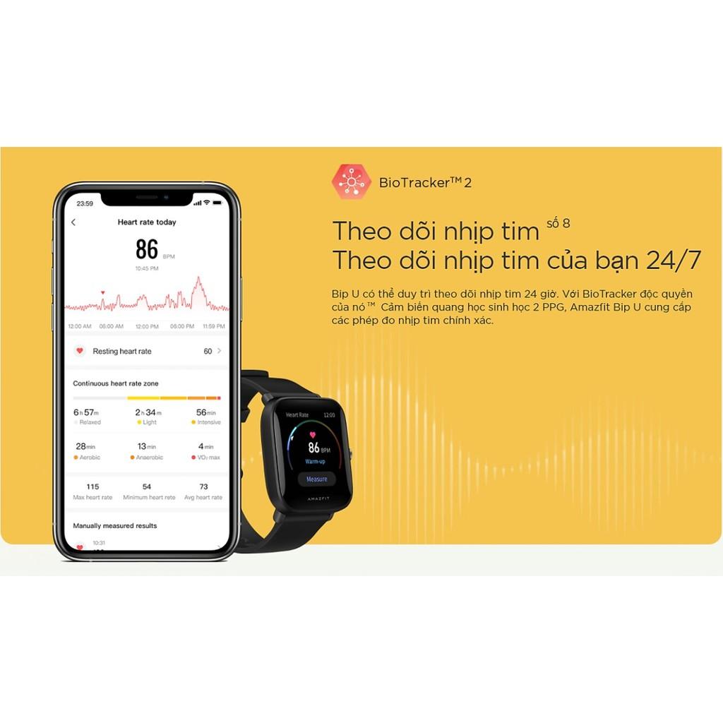 Đồng Hồ Thông Minh Amazfit BIP U - Theo Dõi Nhịp Tim 24/7 - Hàng Chính Hãng