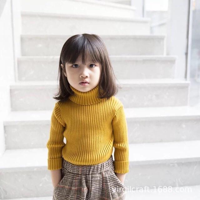 Áo Len Cho Bé Cổ Lọ Pha Lông Cừu Cao Cấp