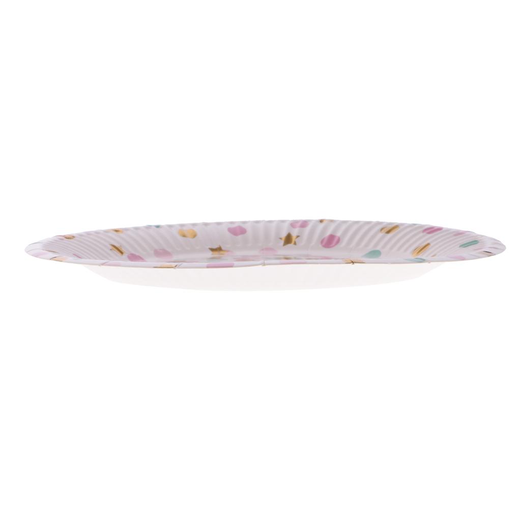 2x10x Dots Paper Party Set Plates Cups Birthday Wedding Bouquet Tableware 7" 4