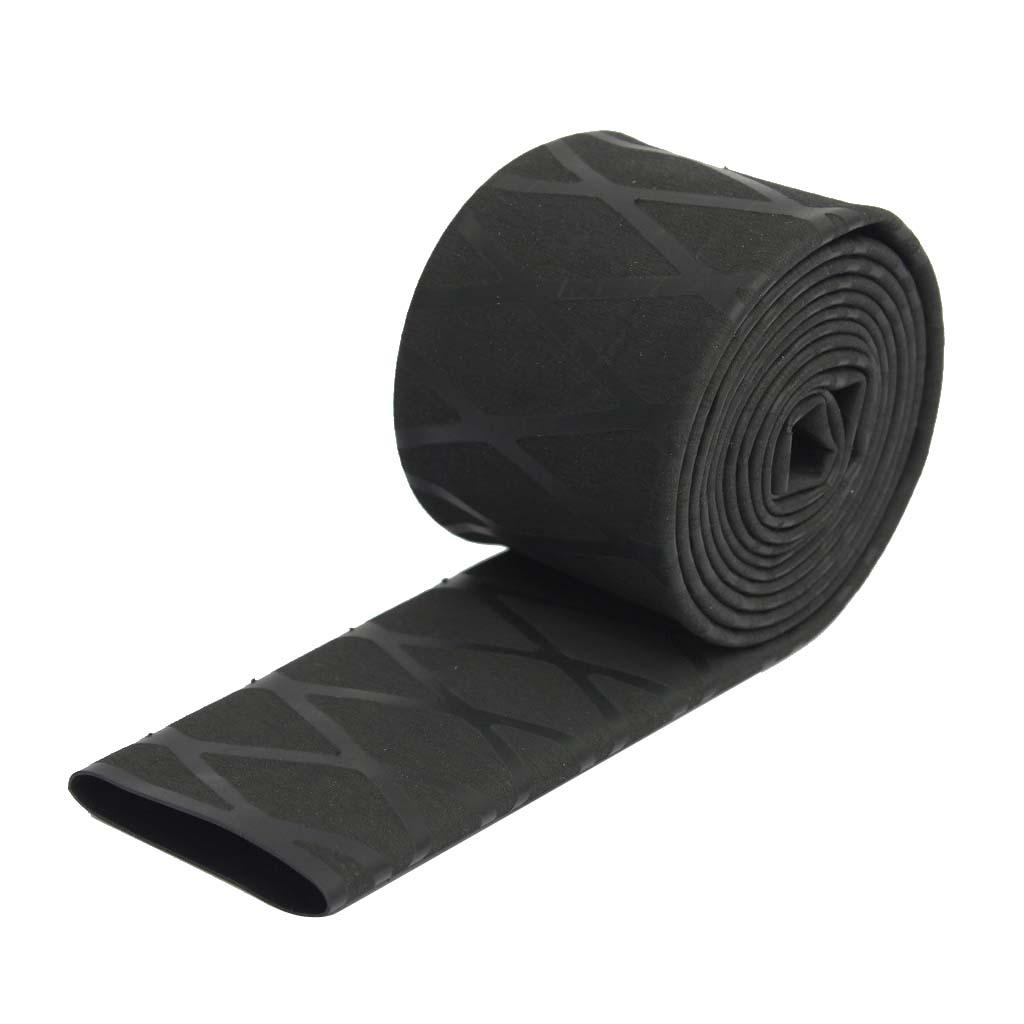2Pcs Non Slip  Shrink Tubing Textured Grip Fishing Rod Black 1mx0.25cm