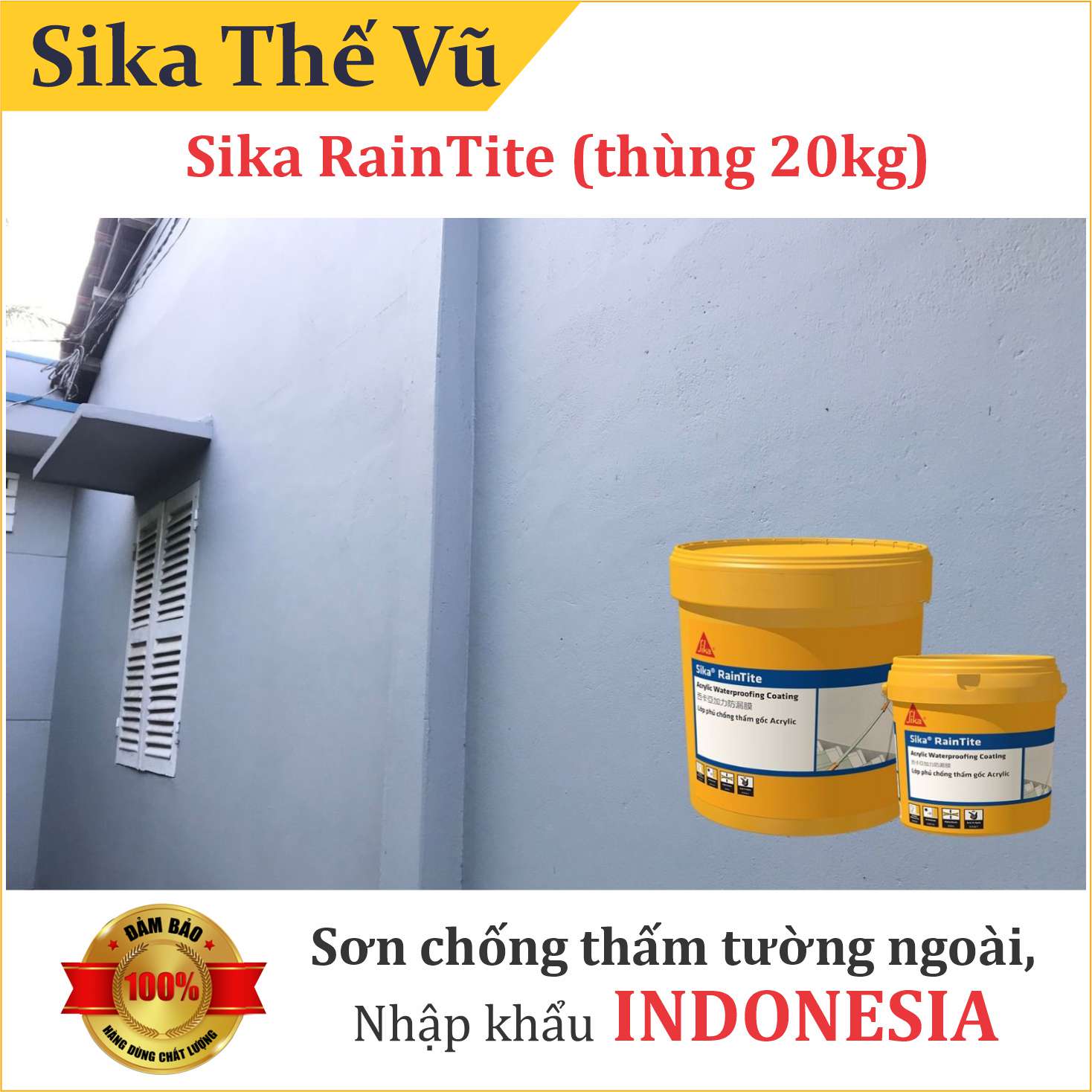 Sơn chống thấm vách tường ngoài trời, chống thấm máng xối lộ thiên - Sika RainTile Grey