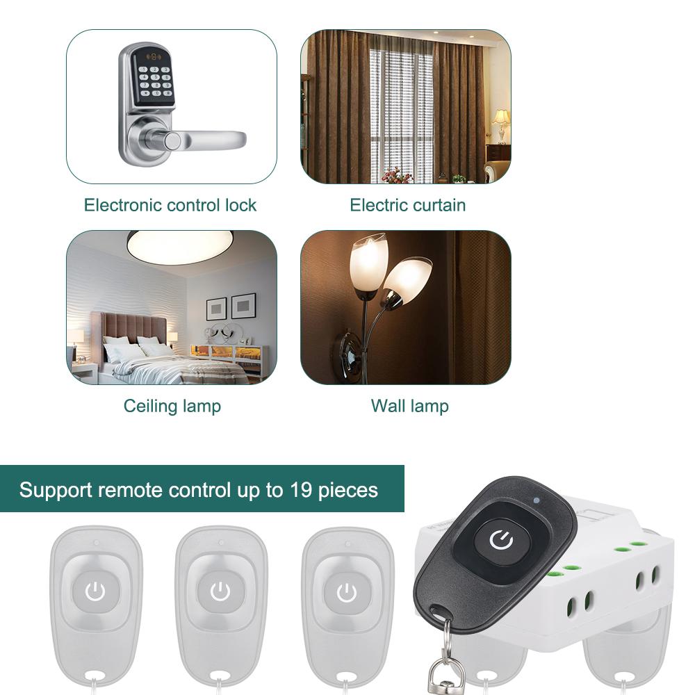 Smart Home 433Mhz AC85-250V 1CH Wireless Remote Switch Relay Receiver Transmitter Universal Remote Control Switch Module and 1PCS/2PCS RF Transmitter Remote Controls 1527