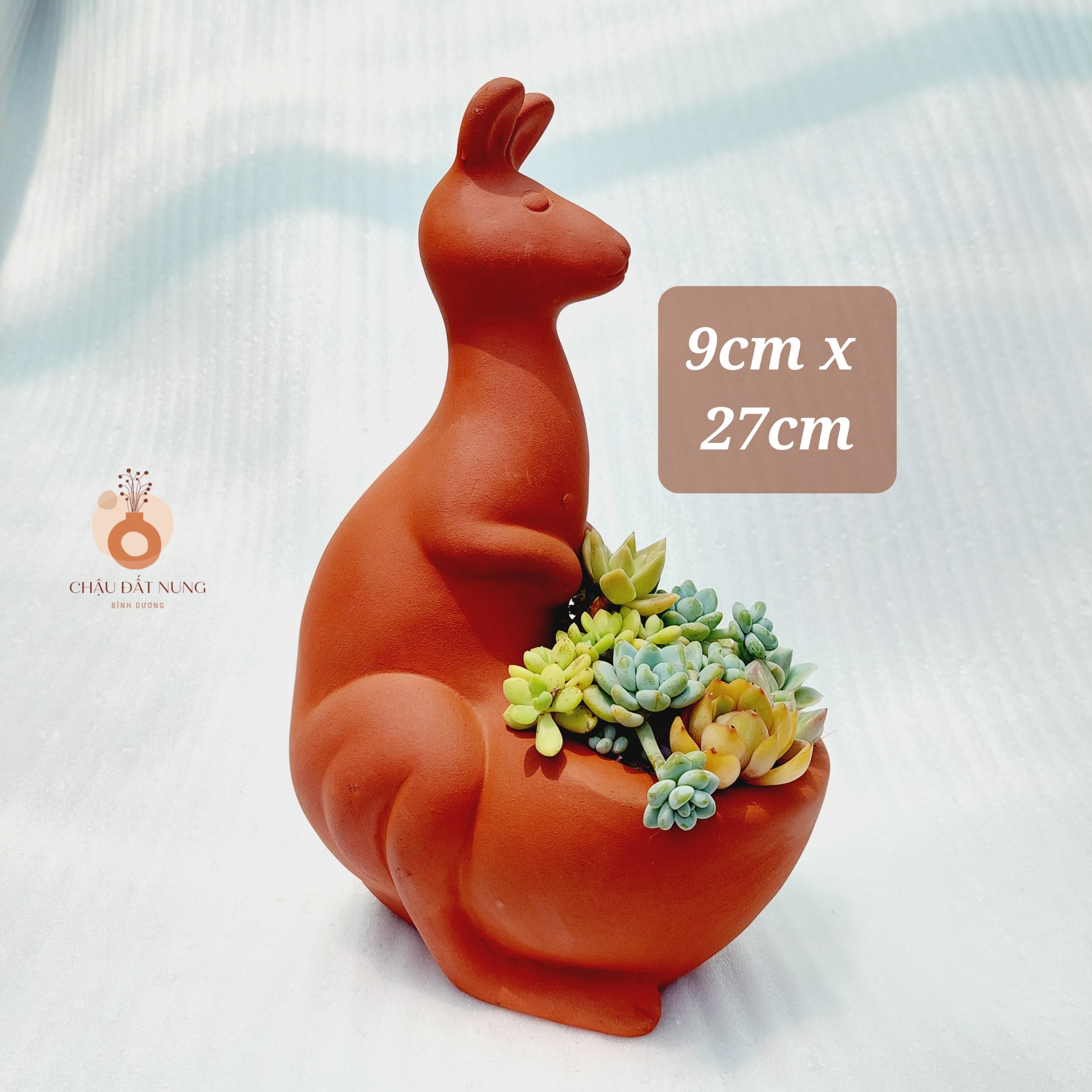Chậu đất nung Bình Dương - Chú chuột túi dễ thương, miệng chậu 9cm, chiều cao 27cm