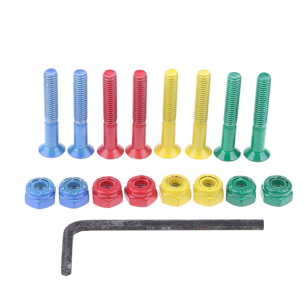 8pcs Replacement Skateboard Truck Hardware Set Longboard Screws Bolts Nuts