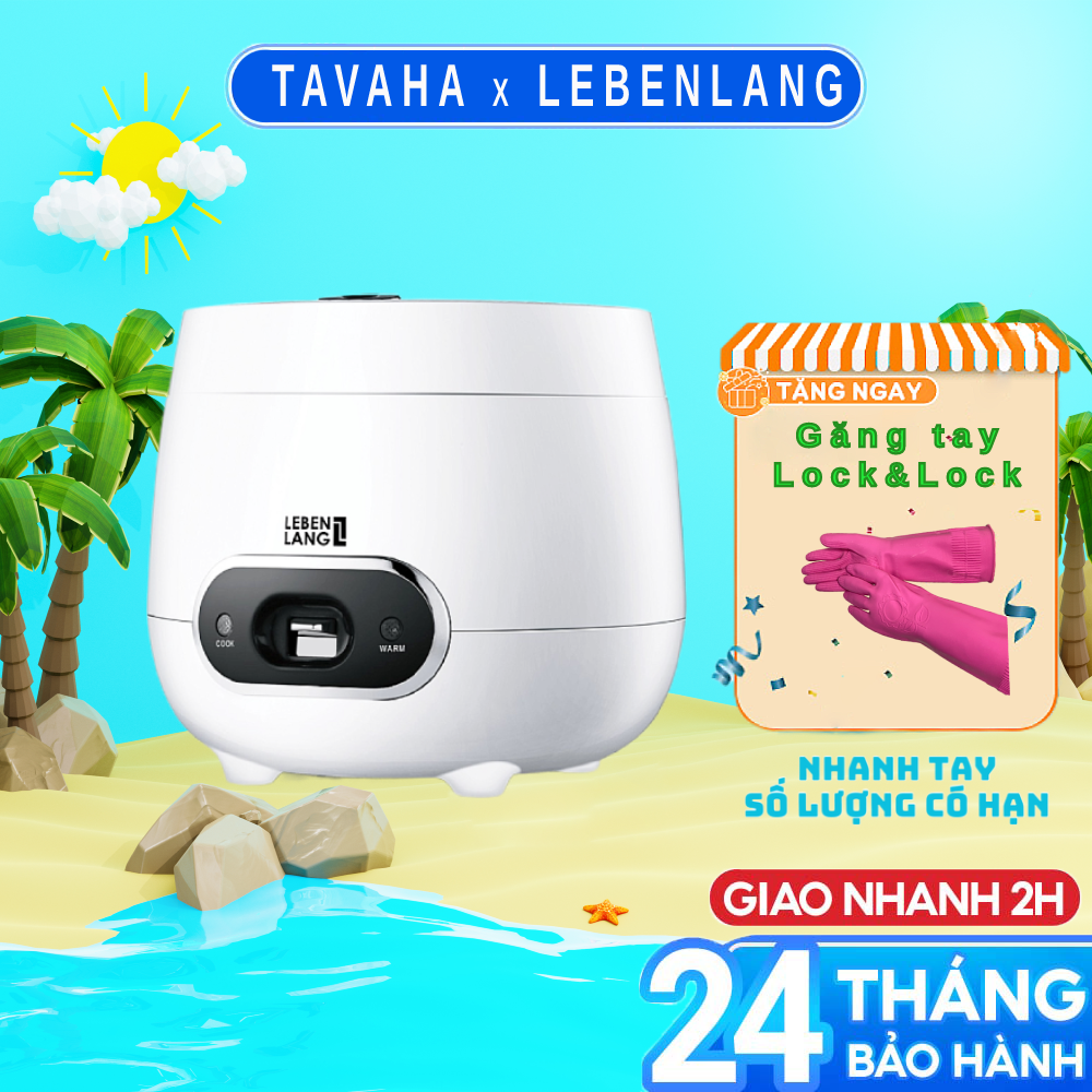 Nồi cơm điện mini Lebenlang LBL0583 dung tích 800ml, công suất 250W nhỏ gọn, thiết kế đơn giản hiện đại - hàng chính hãng