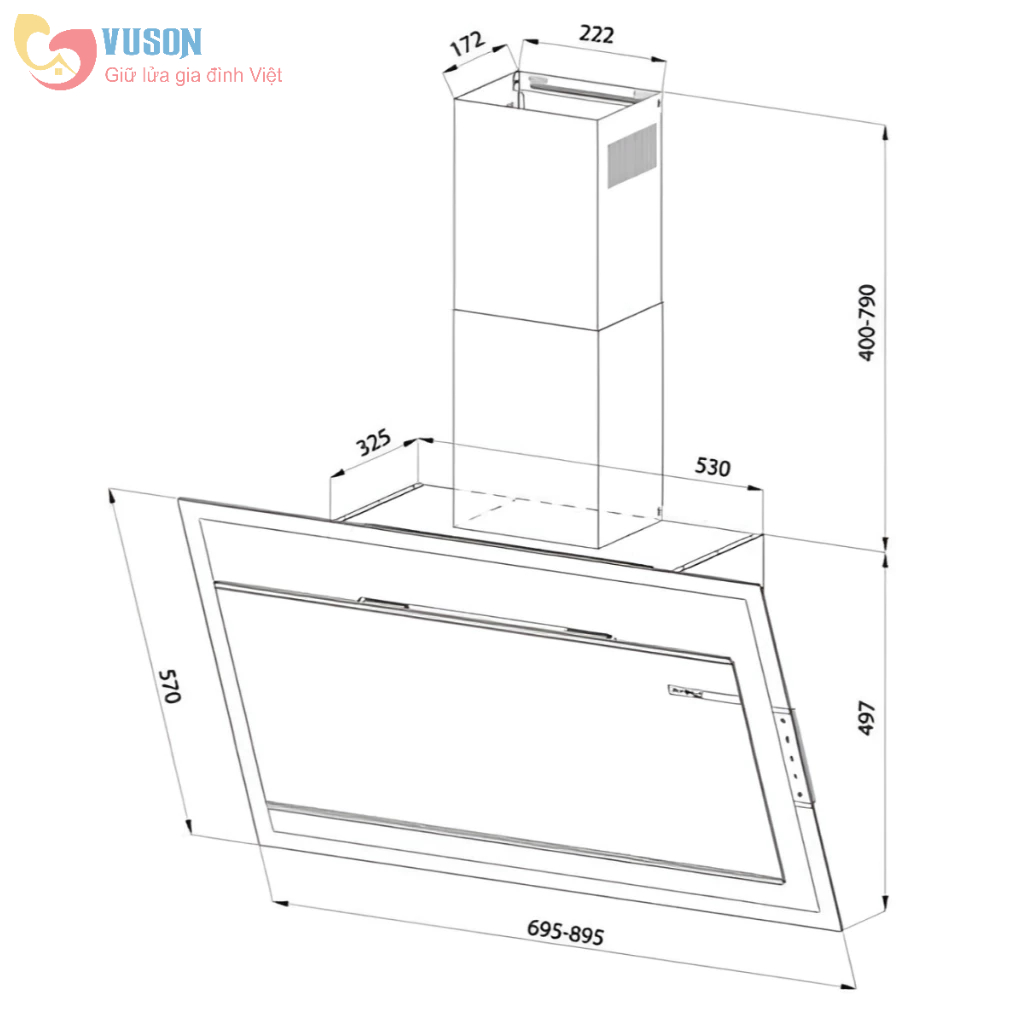 Máy Hút Mùi Eurosun 90AF78B - Hàng chính hãng