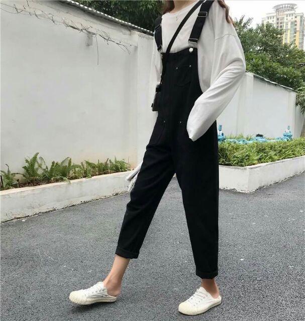 Quần yếm jeans đen