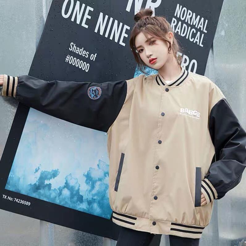 Áo khoác dù bomber unisex form rộng Thêu Badge phong cách thời trang kim gia