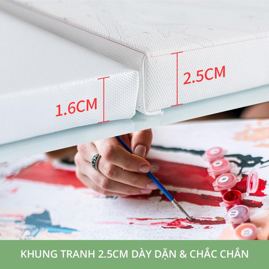 Tranh số hóa  - Cô gái đầm hoa đã căng khung 40x50cm 27 màu