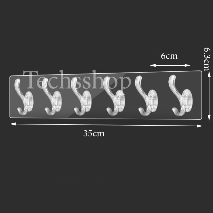 Miếng Dán Tường 6 Móc Trong Suốt Và Hoa Văn Nhiều Mẫu Treo Quần Áo, Đồ Đạc Trong Nhà Tắm Nhà Bếp