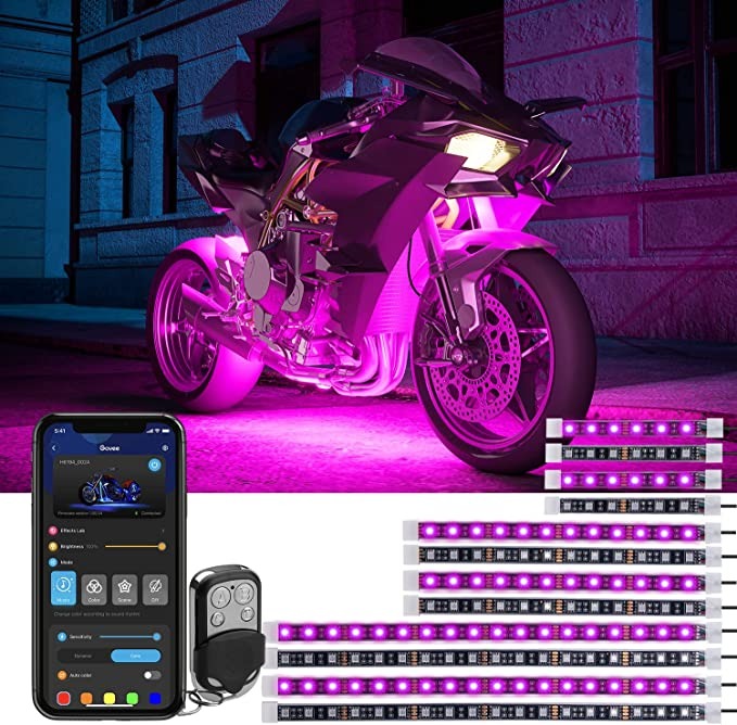 Govee 12 Pcs RGB Motorcycle LED Light Kits H6194 | Kháng nước, cảm biến nhạc, tùy chỉnh màu thông minh | Hàng chính hãng