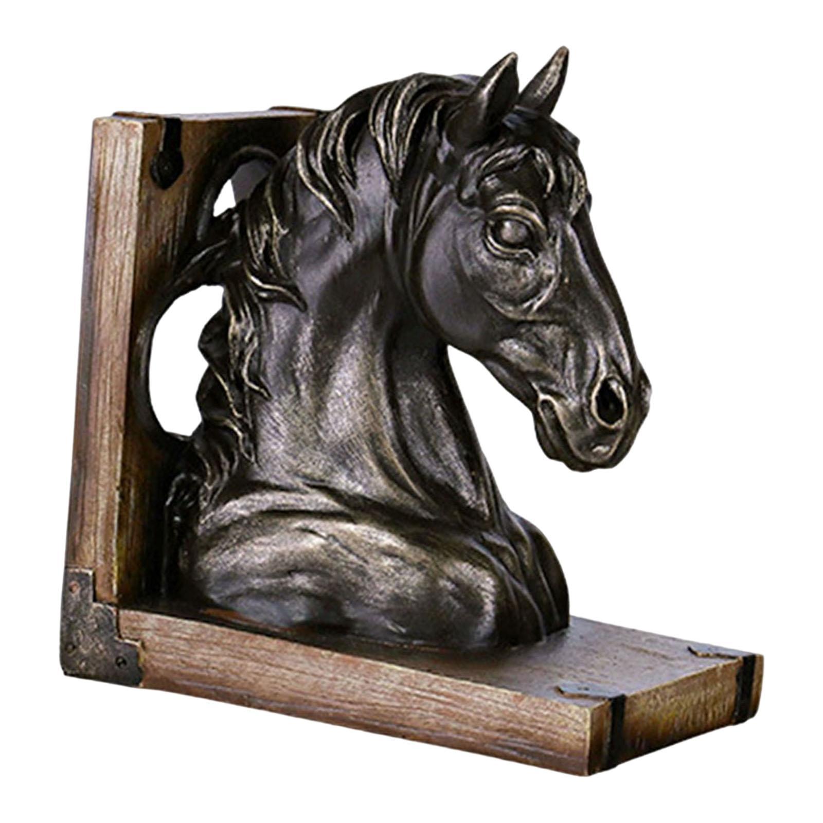 Horse Head Statue Resin Figurine Decorative Bookend Sculpture for Ornament
