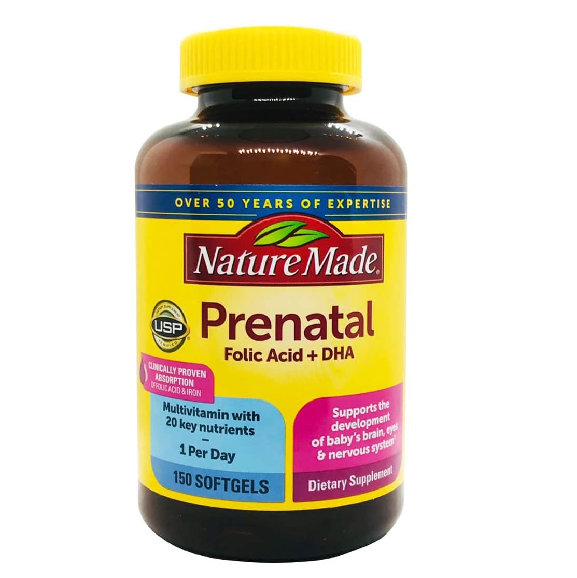 Vitamin cho bà bầu Prenatal Folic Acid+ DHA Nature Made giàu dinh dưỡng giúp mẹ khỏe, bé khỏe - Massel Official