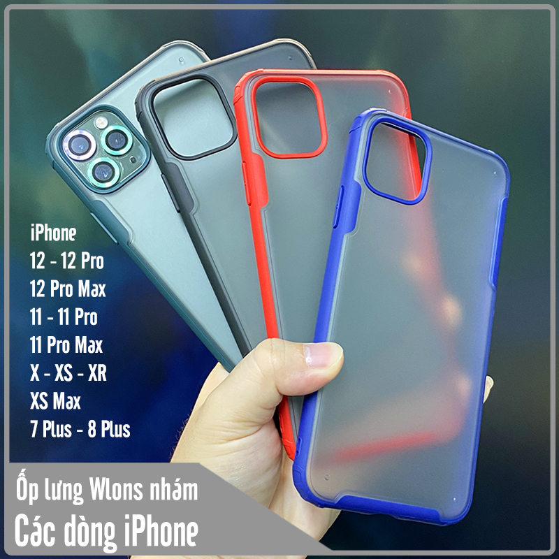 Ốp lưng nhám viền màu chống sốc cho các dòng iPhone