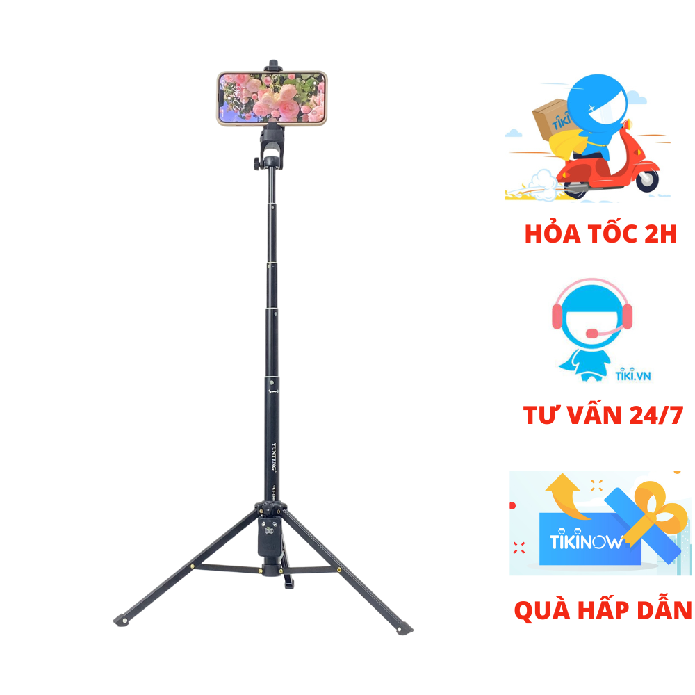 Gậy Chụp Hình Tripod 3 Chân Đa Năng 1688 Có Remote Bluetooth - Gậy Tự Sướng Kiêm Chân Đế Kẹp Điện Thoại, Máy Ảnh