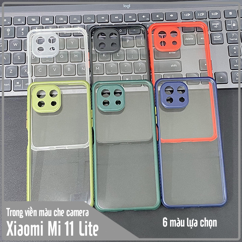 Ốp lưng cho Xiaomi Mi 11 Lite 4G - 5G trong viền màu che camera 4 Góc chống sốc