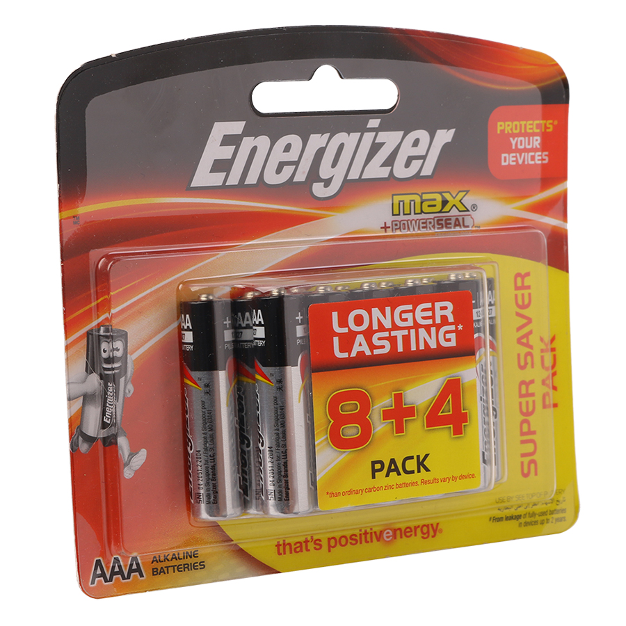 Pin Max 8 + 4 Viên Energizer E92 BP8+4 AAA