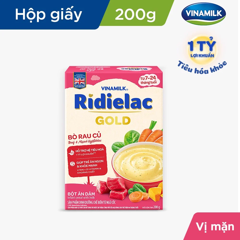 Bột ăn dặm Ridielac Gold bò rau củ hộp 200g