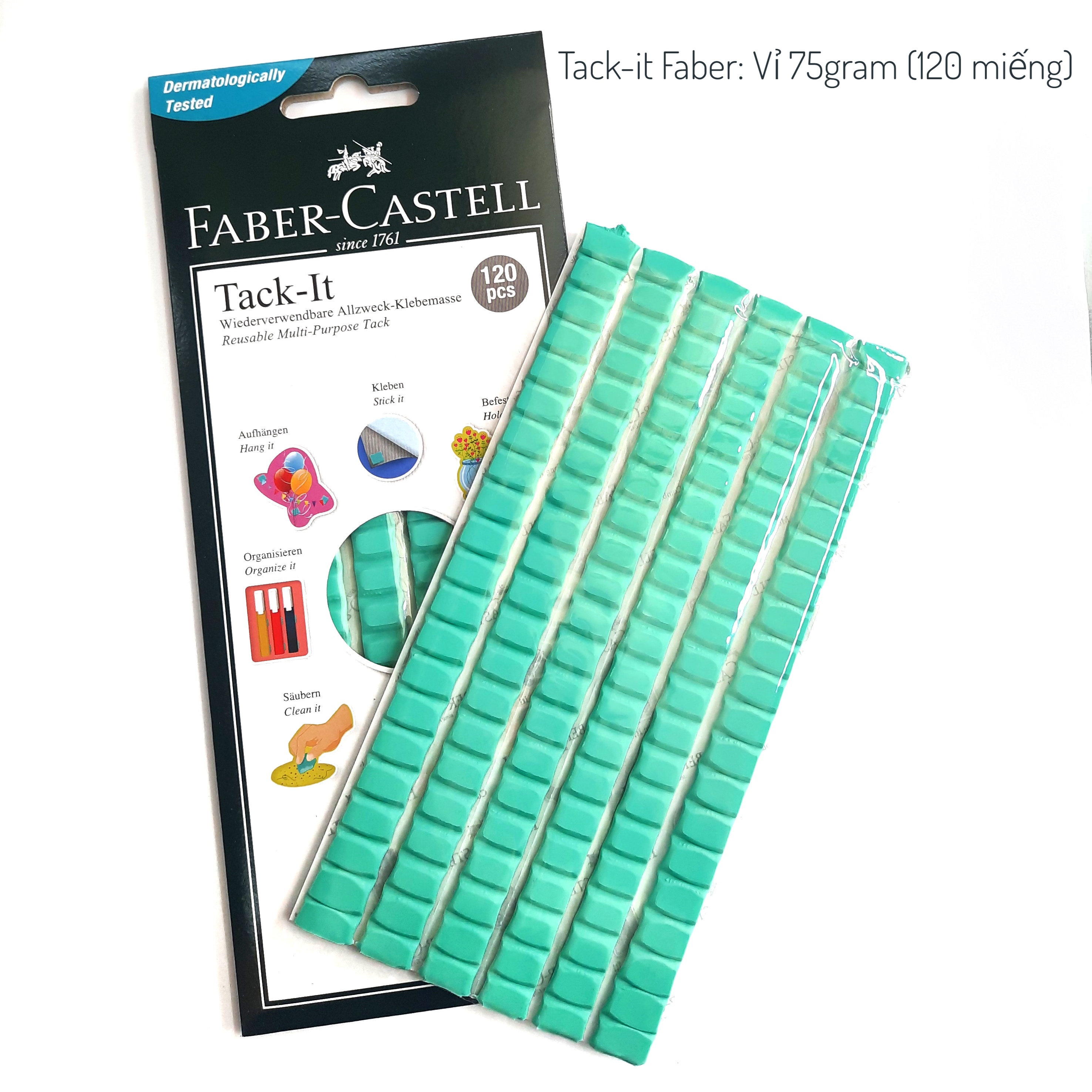 (Vỉ 120 miếng) Đất sét dính tack-it Faber-castell 75gram.