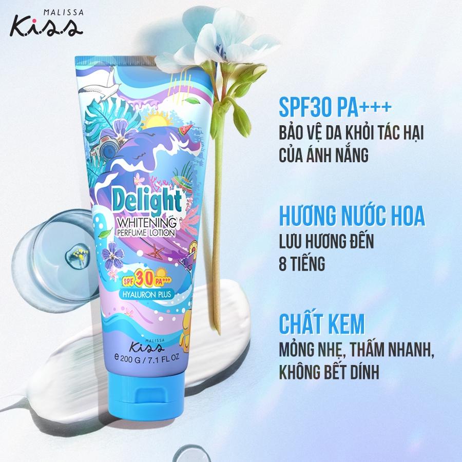 Bộ đôi Dưỡng Ẩm Chống Nắng Hương Nước Hoa Malissa Kiss SPF30 Pa+++ Delight và Gel Aloe Vera 99.5% Nha đam, sen tuyết