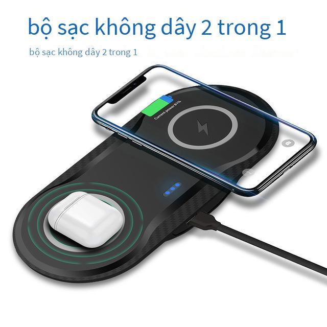 Bộ sạc không dây máy tính để bàn đa chức năng kiểu mới nhất Bộ sạc không dây hai trong một phù hợp với tai nghe điện thoại di động sạc nhanh không dây