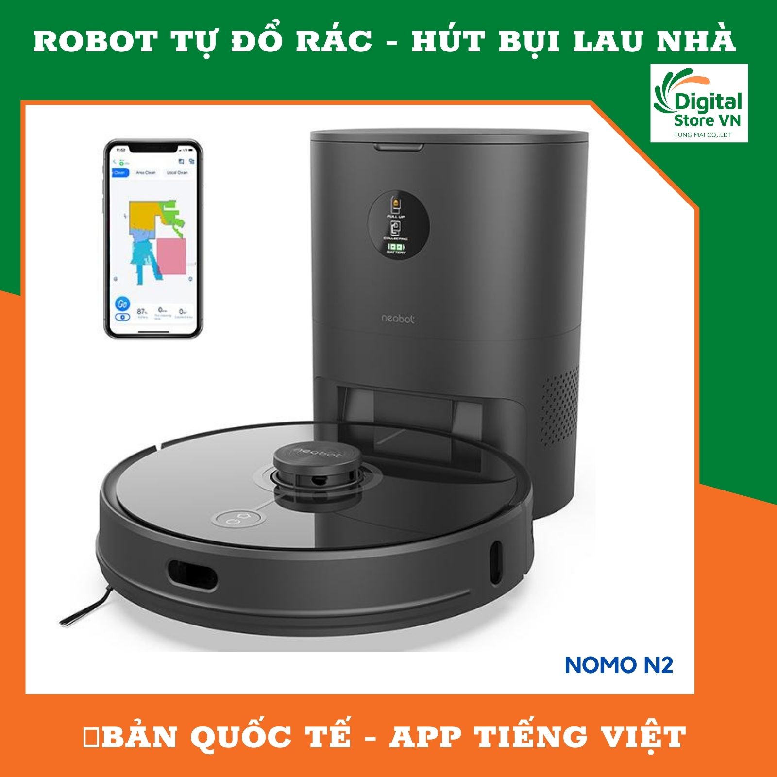 Robot tự đổ rác hút bụi lau nhà Neabot Nomo N2 - Hàng chính hãng 2022