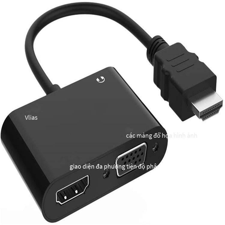 Bộ chuyển đổi video độ nét cao hai trong một HDMI sang HDMI + VGA phong cách mới nhất Màn hình đồng bộ hóa âm thanh và video máy chiếu TV
