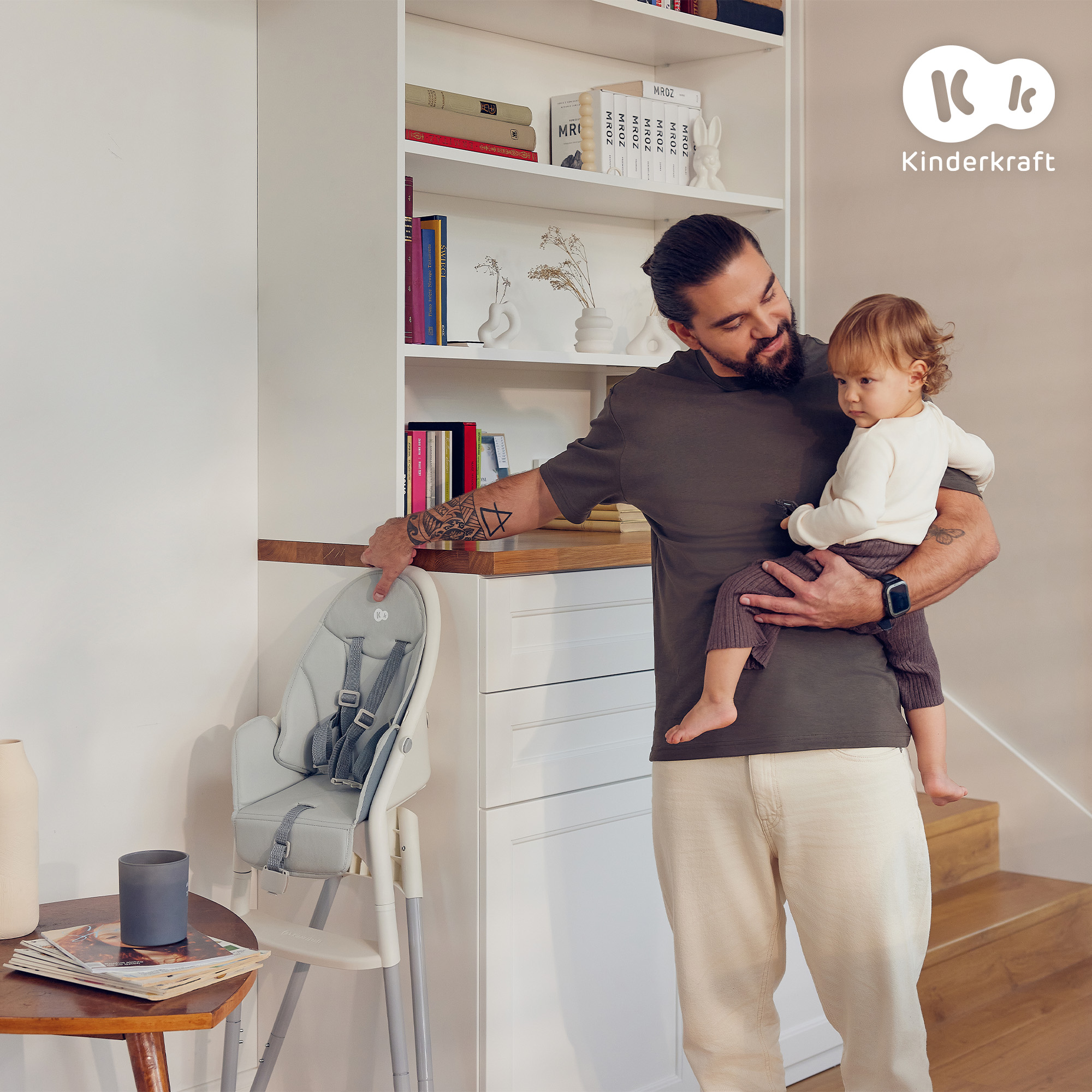 Ghế ăn 2in1 cho từ 6 tháng tuổi Kinderkraft DINNLY - Màu xám