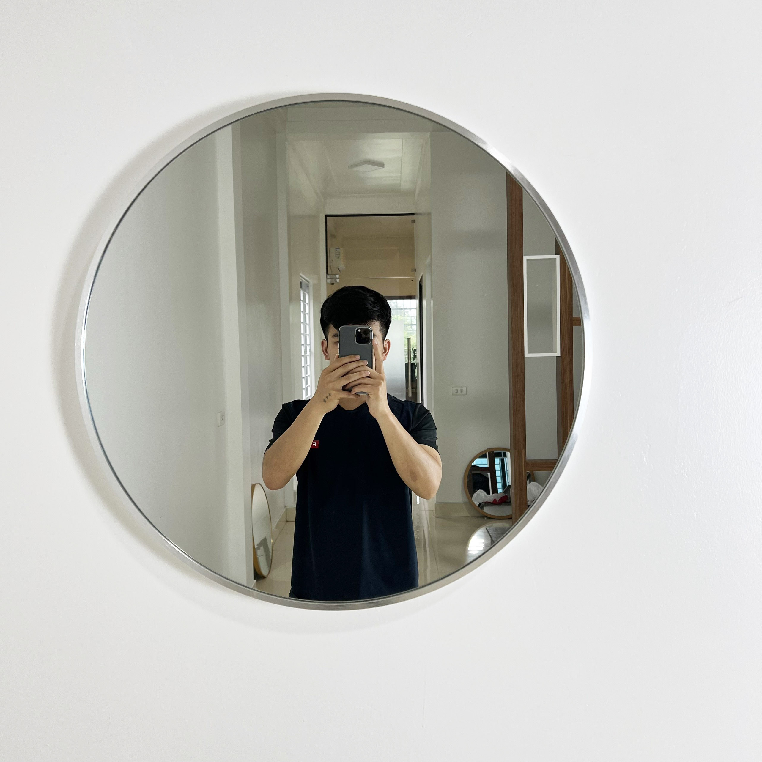 Gương Tròn Viền Trắng D30 Treo Tường DLQ MIRROR Chất Liệu Nhôm Sơn Tĩnh Điện Cao Cấp